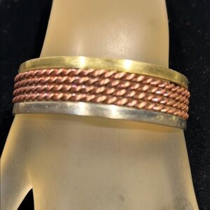 Tri-Tone Twisted Bangle Bracelet